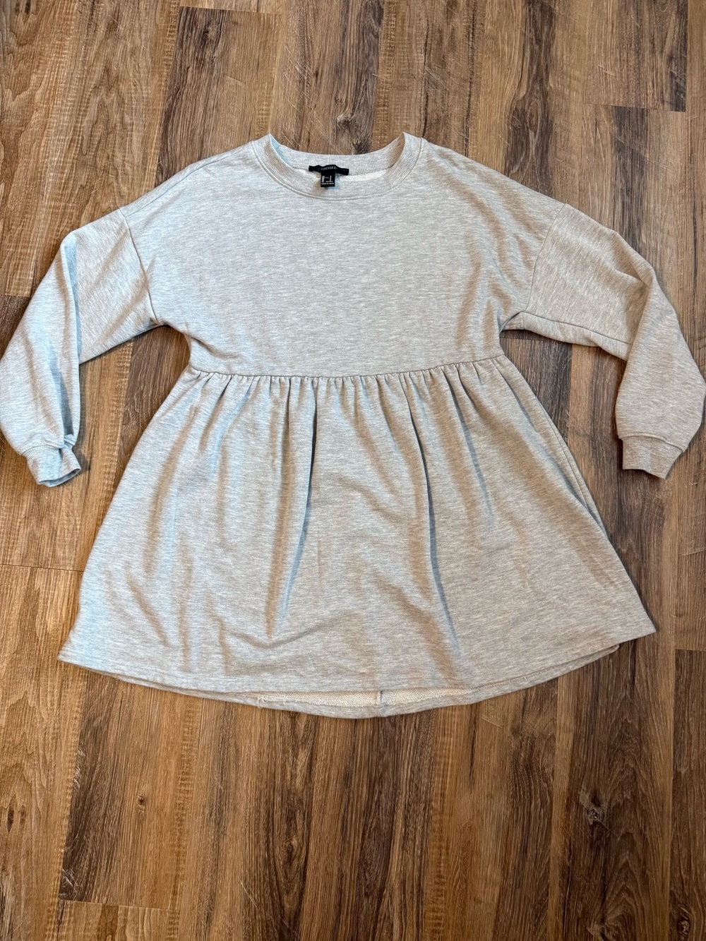 Forever 21 Light Gray Long Sleeve Peplum Dress
